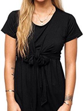 Black Sofsy Maternity/Nursing Cross Front Tie T Shirt Size L